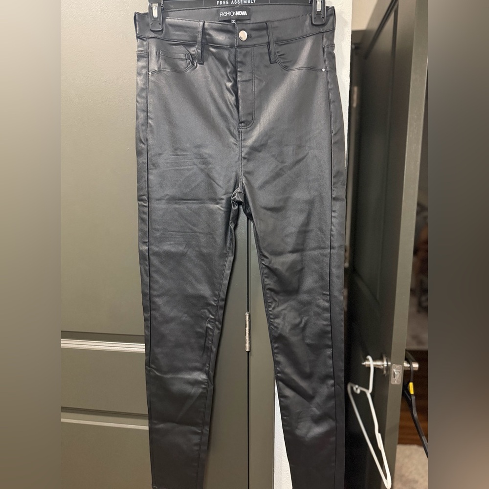 Women Black Leather Pants